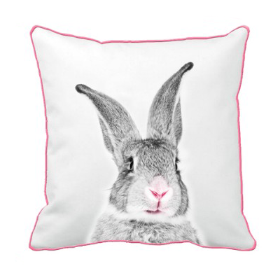 kussenhoes konijn roze grijs