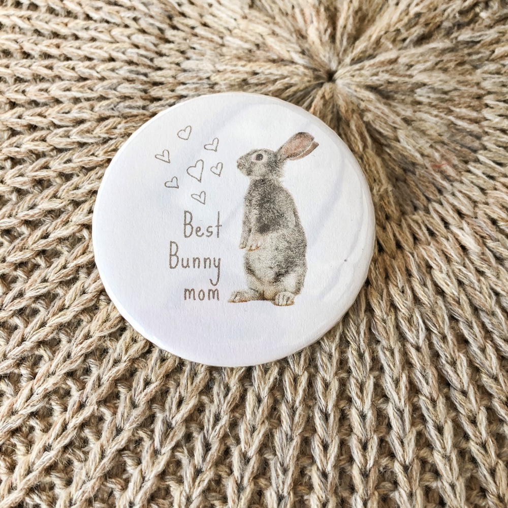 bunny mom pin badge